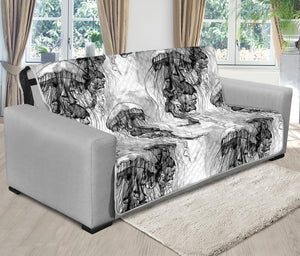 Black And White Jellyfish Pattern Print Futon Protector