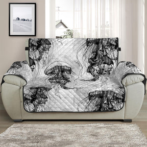 Black And White Jellyfish Pattern Print Half Sofa Protector