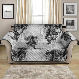 Black And White Jellyfish Pattern Print Loveseat Protector