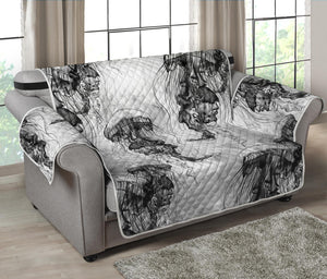 Black And White Jellyfish Pattern Print Loveseat Protector