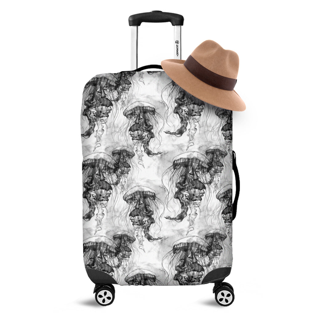 Black And White Jellyfish Pattern Print Luggage Cover