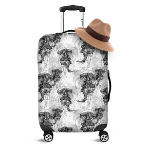 Black And White Jellyfish Pattern Print Luggage Cover