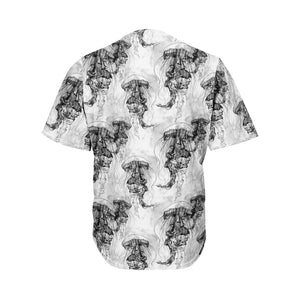 Black And White Jellyfish Pattern Print Men's Baseball Jersey