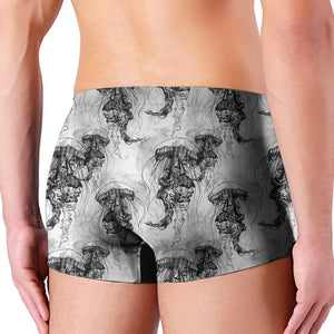 Black And White Jellyfish Pattern Print Men's Boxer Briefs