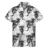 Black And White Jellyfish Pattern Print Men's Short Sleeve Shirt