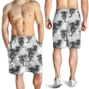 Black And White Jellyfish Pattern Print Men's Shorts