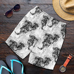 Black And White Jellyfish Pattern Print Men's Shorts