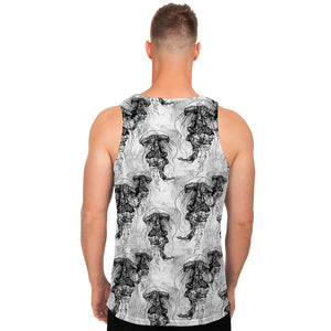 Black And White Jellyfish Pattern Print Men's Tank Top