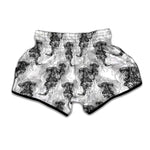 Black And White Jellyfish Pattern Print Muay Thai Boxing Shorts