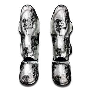 Black And White Jellyfish Pattern Print Muay Thai Shin Guard