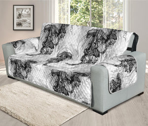 Black And White Jellyfish Pattern Print Oversized Sofa Protector