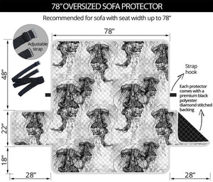 Black And White Jellyfish Pattern Print Oversized Sofa Protector