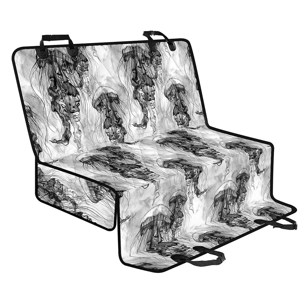 Black And White Jellyfish Pattern Print Pet Car Back Seat Cover