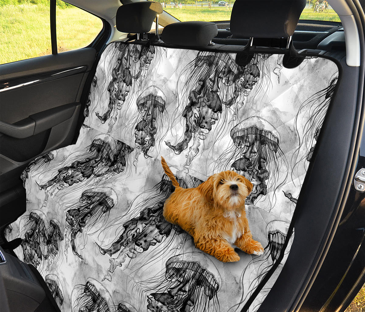 Black And White Jellyfish Pattern Print Pet Car Back Seat Cover