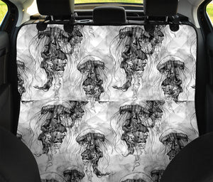 Black And White Jellyfish Pattern Print Pet Car Back Seat Cover