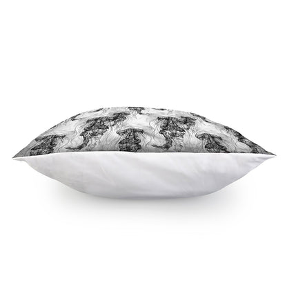 Black And White Jellyfish Pattern Print Pillow Cover