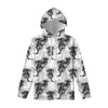 Black And White Jellyfish Pattern Print Pullover Hoodie