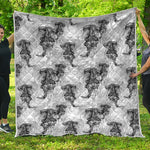 Black And White Jellyfish Pattern Print Quilt