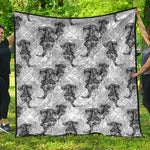 Black And White Jellyfish Pattern Print Quilt