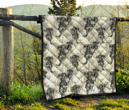 Black And White Jellyfish Pattern Print Quilt