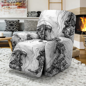 Black And White Jellyfish Pattern Print Recliner Slipcover