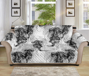 Black And White Jellyfish Pattern Print Sofa Protector