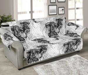 Black And White Jellyfish Pattern Print Sofa Protector