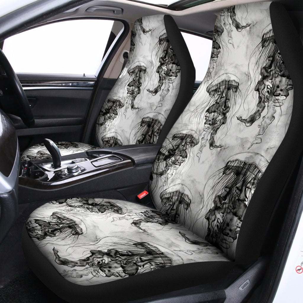 Black And White Jellyfish Pattern Print Universal Fit Car Seat Covers