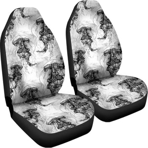 Black And White Jellyfish Pattern Print Universal Fit Car Seat Covers