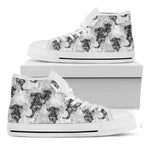 Black And White Jellyfish Pattern Print White High Top Shoes