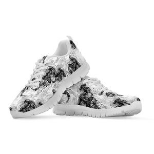 Black And White Jellyfish Pattern Print White Sneakers