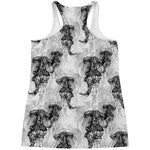 Black And White Jellyfish Pattern Print Women's Racerback Tank Top