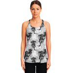 Black And White Jellyfish Pattern Print Women's Racerback Tank Top