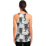Black And White Jellyfish Pattern Print Women's Racerback Tank Top