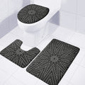 Black And White Kaleidoscope Print 3 Piece Bath Mat Set