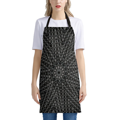 Black And White Kaleidoscope Print Apron