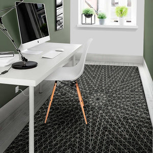 Black And White Kaleidoscope Print Area Rug