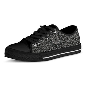 Black And White Kaleidoscope Print Black Low Top Shoes