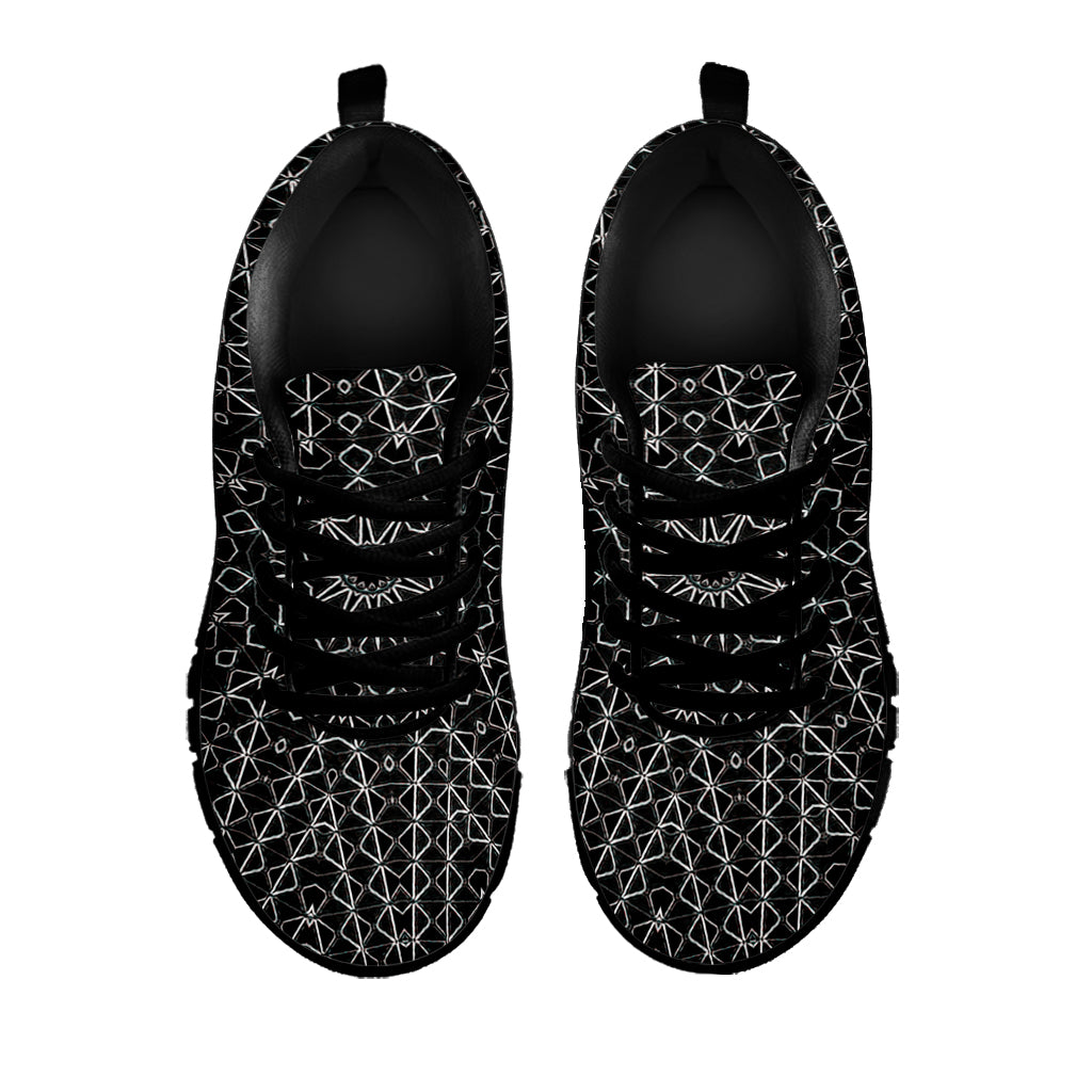 Black And White Kaleidoscope Print Black Sneakers