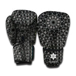 Black And White Kaleidoscope Print Boxing Gloves