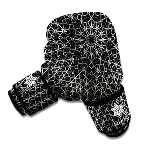 Black And White Kaleidoscope Print Boxing Gloves