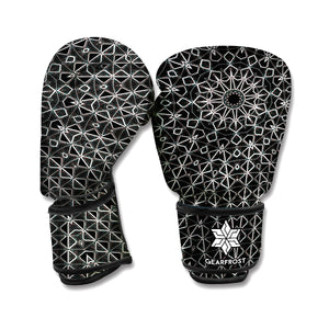 Black And White Kaleidoscope Print Boxing Gloves