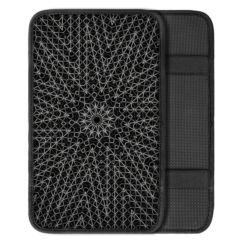 Black And White Kaleidoscope Print Car Center Console Cover