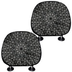 Black And White Kaleidoscope Print Car Headrest Covers