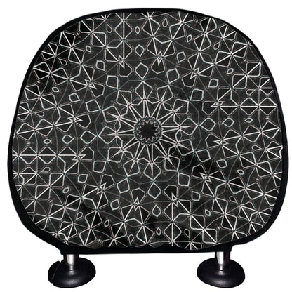 Black And White Kaleidoscope Print Car Headrest Covers