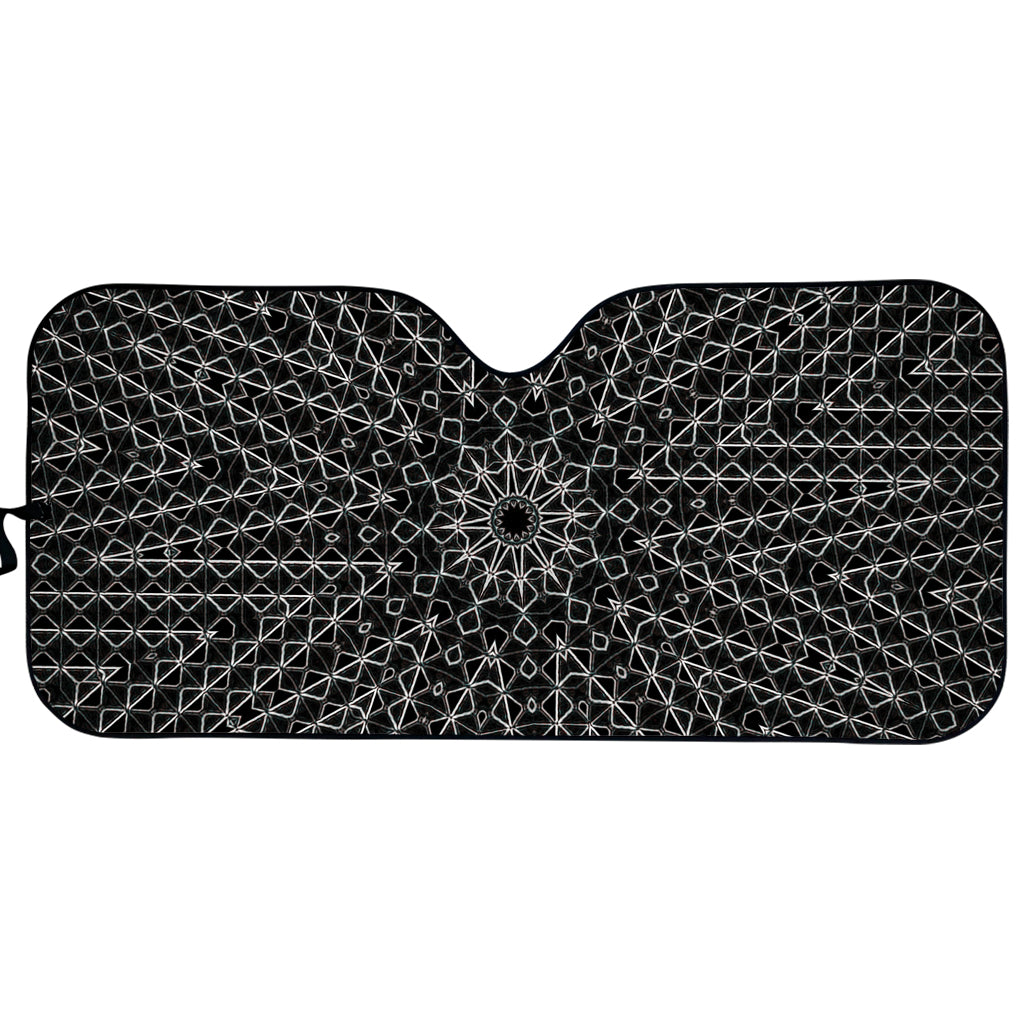 Black And White Kaleidoscope Print Car Sun Shade