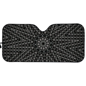 Black And White Kaleidoscope Print Car Sun Shade