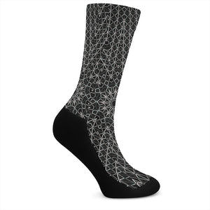 Black And White Kaleidoscope Print Crew Socks