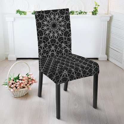 Black And White Kaleidoscope Print Dining Chair Slipcover