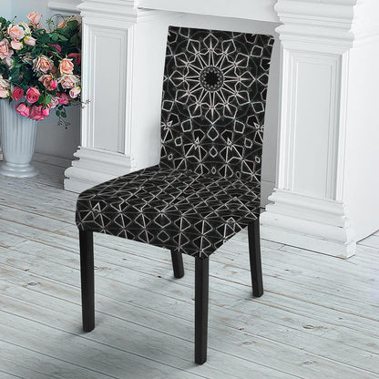Black And White Kaleidoscope Print Dining Chair Slipcover